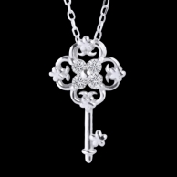Tokyo, Japan, Fei modeling happiness 10K white gold necklace