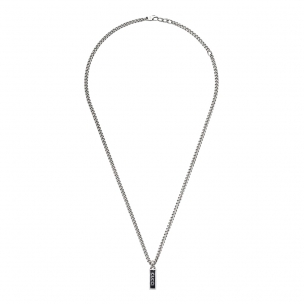 商標黑色琺瑯項鍊 TAG LOGO 925純銀 古馳